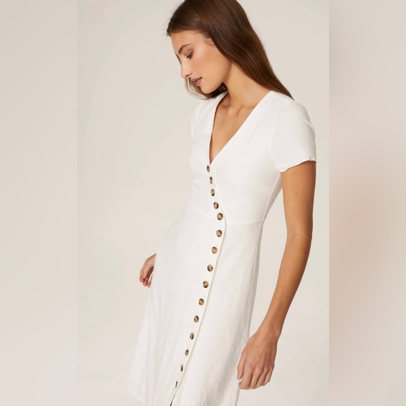 MADEWELL petite Linen-Blend Button-Wrap Midi Dress 2P excellent condition - Picture 3 of 5